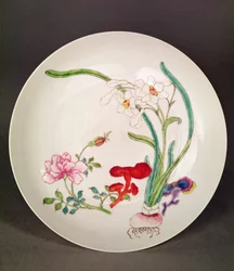 Porcelain dish, famille rose decoration, Yung Cheng period (1723-35)
